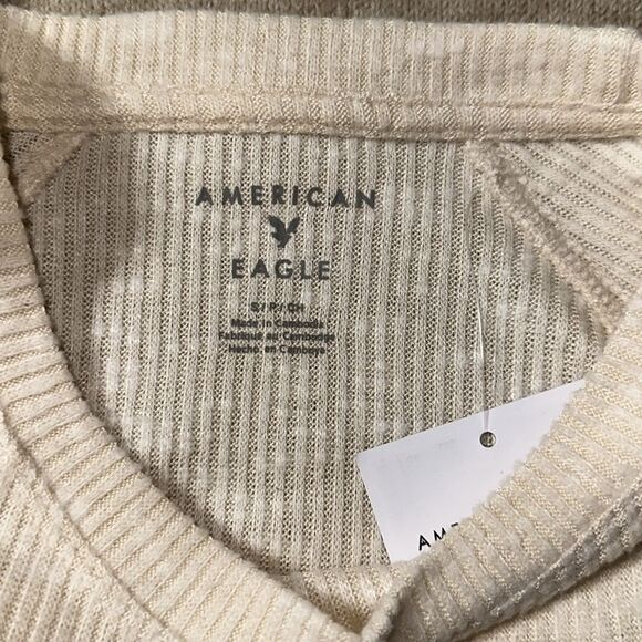 AE Heather Cream Crewneck Soft Plush Ribbed Long Sleeve Tee - Picture 14 of 16